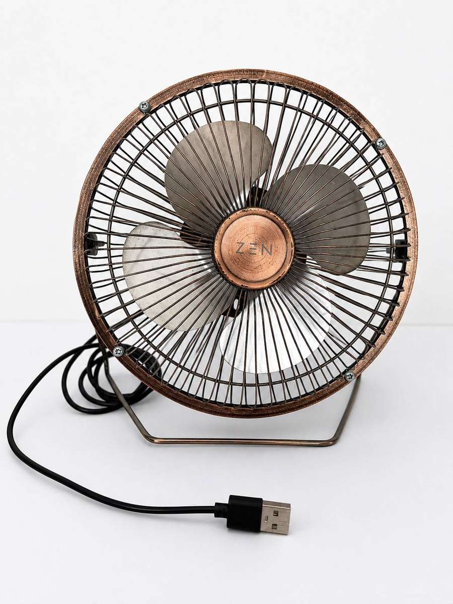 ZEN USB Desk / Gaming Fan  Copper-Tone Metal Table Fan