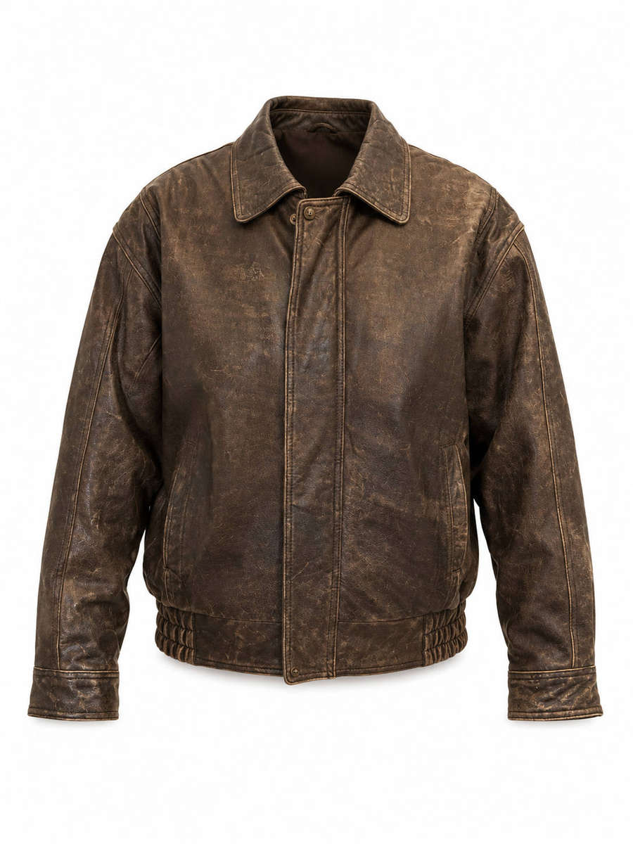  Brando Genuine Leather Jacket  Mens XL  Distressed Brown Vintage Style