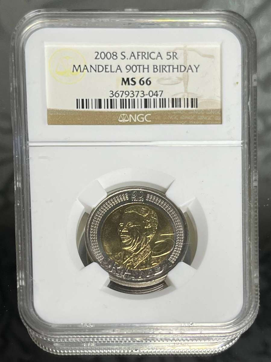  2008 South Africa R5  Mandela 90th Birthday  NGC MS66 