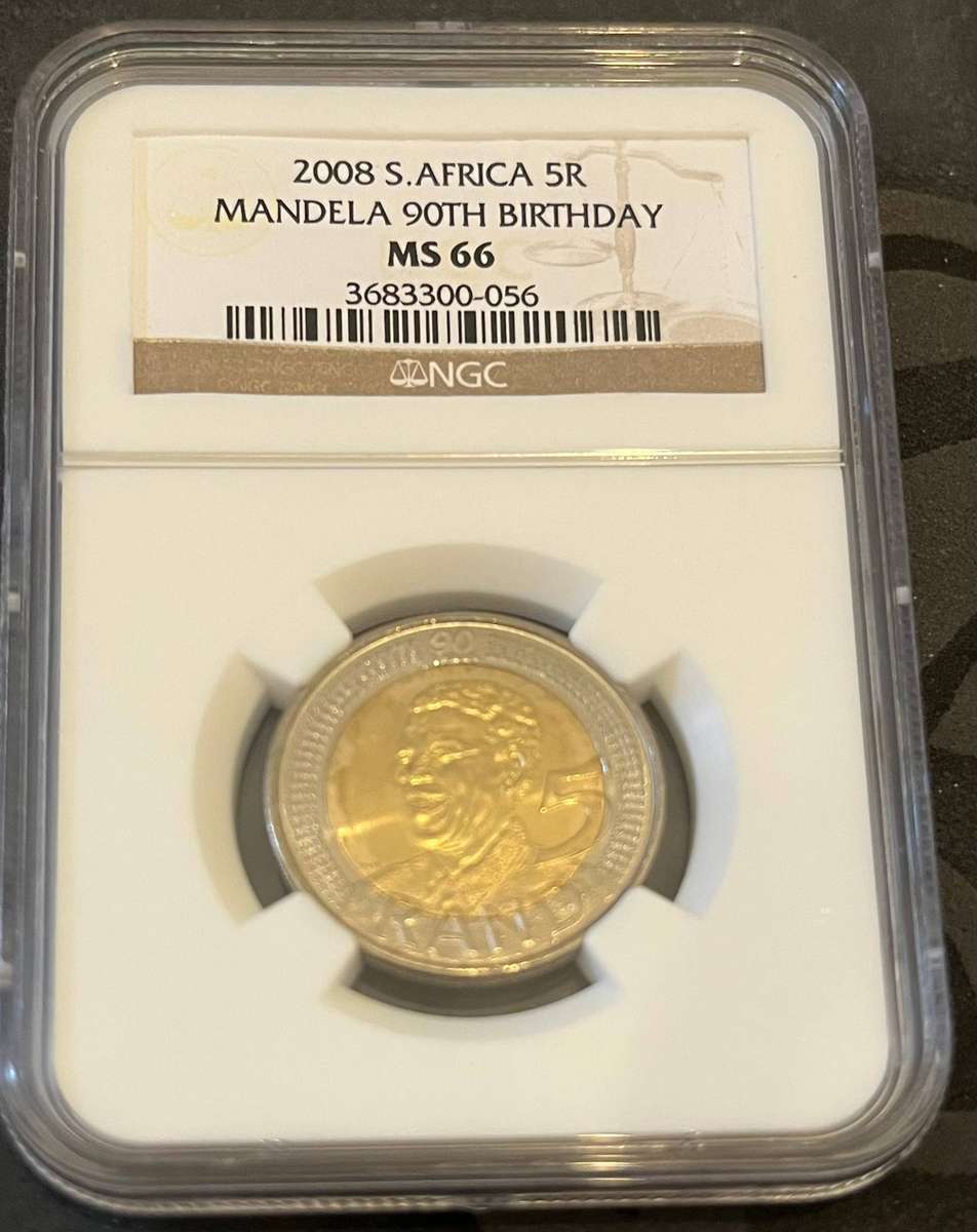 2008 South Africa 5 Rand  Nelson Mandela 90th Birthday (NGC MS66)