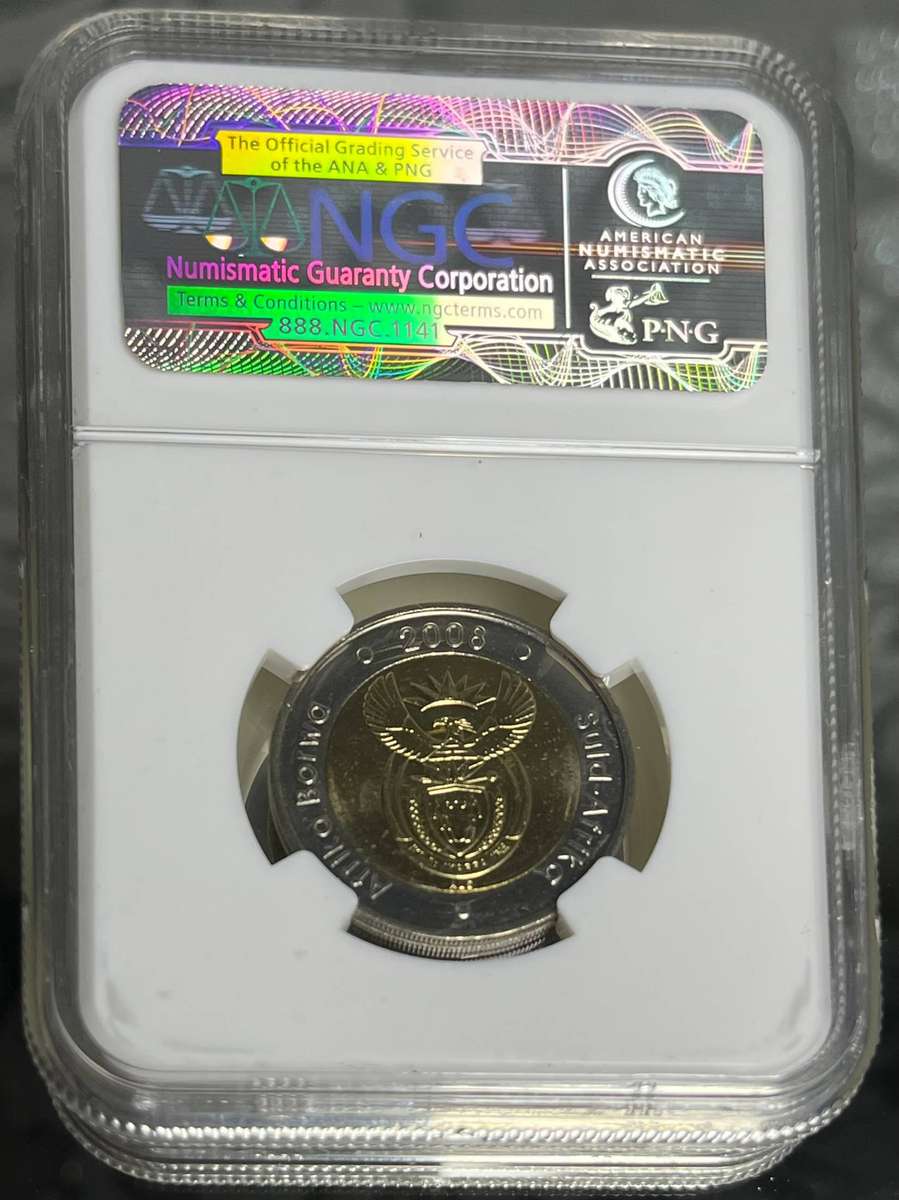  2008 South Africa R5  Mandela 90th Birthday  NGC MS65 