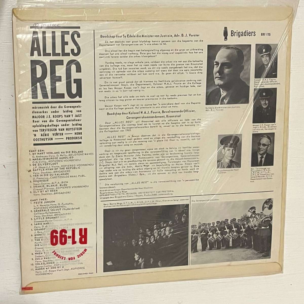 Brigadiers  Alles Reg (Brigadiers Orkes / Gevangenisdienorkes)  Vinyl LP