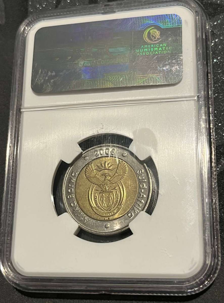 2008 South Africa 5 Rand Mandela 90th Birthday NGC MS62