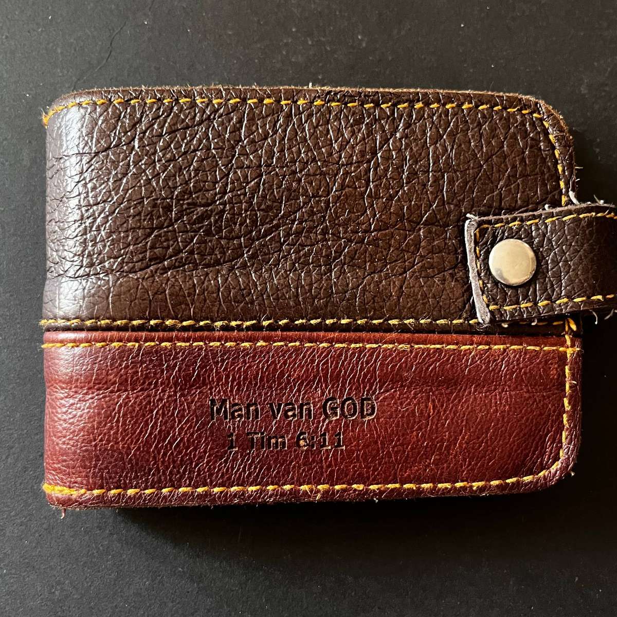 Genuine Leather Wallet  Man of God Engraved | 1 Timothy 6:11