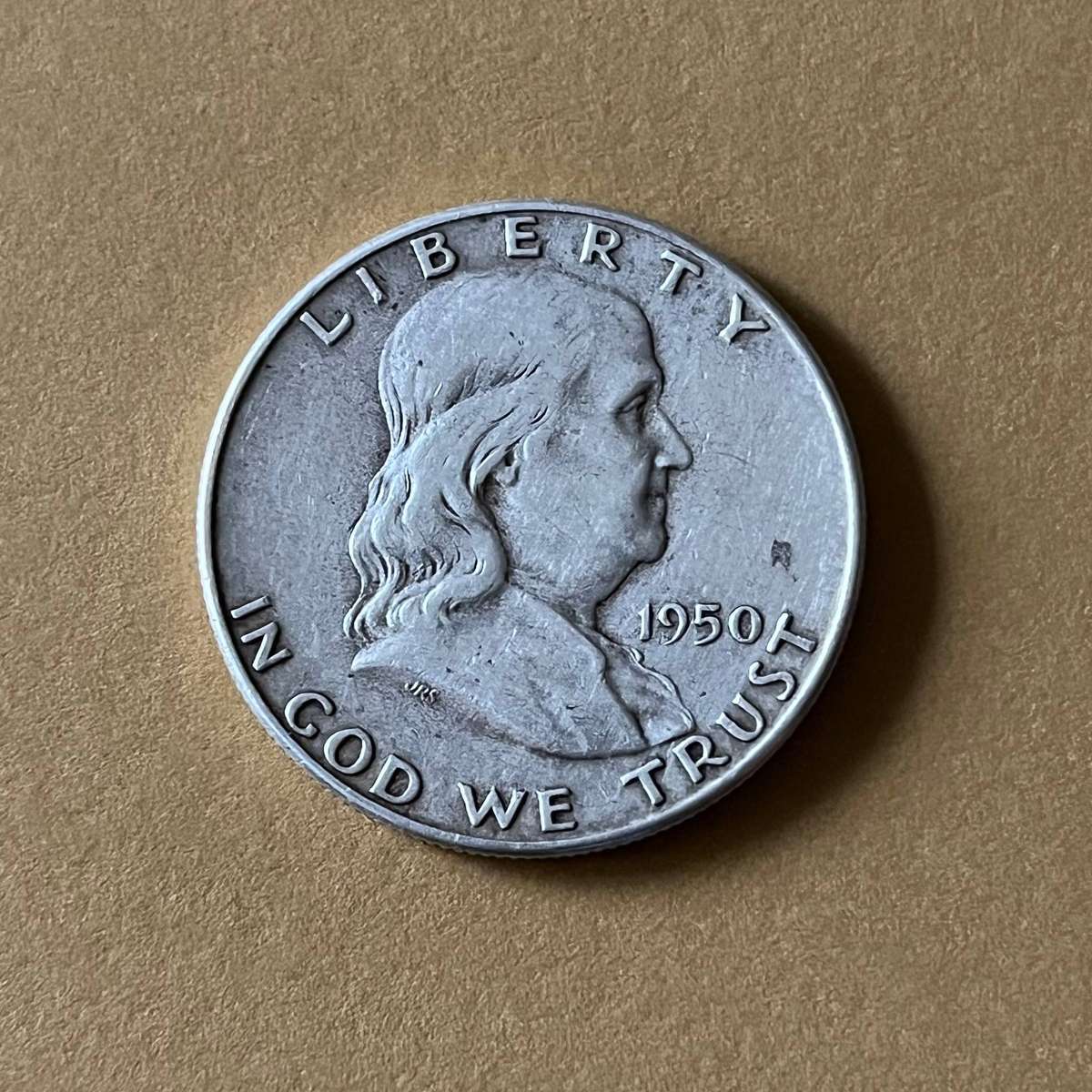 USA 1950 Franklin Half Dollar 90% Silver Liberty Bell Reverse