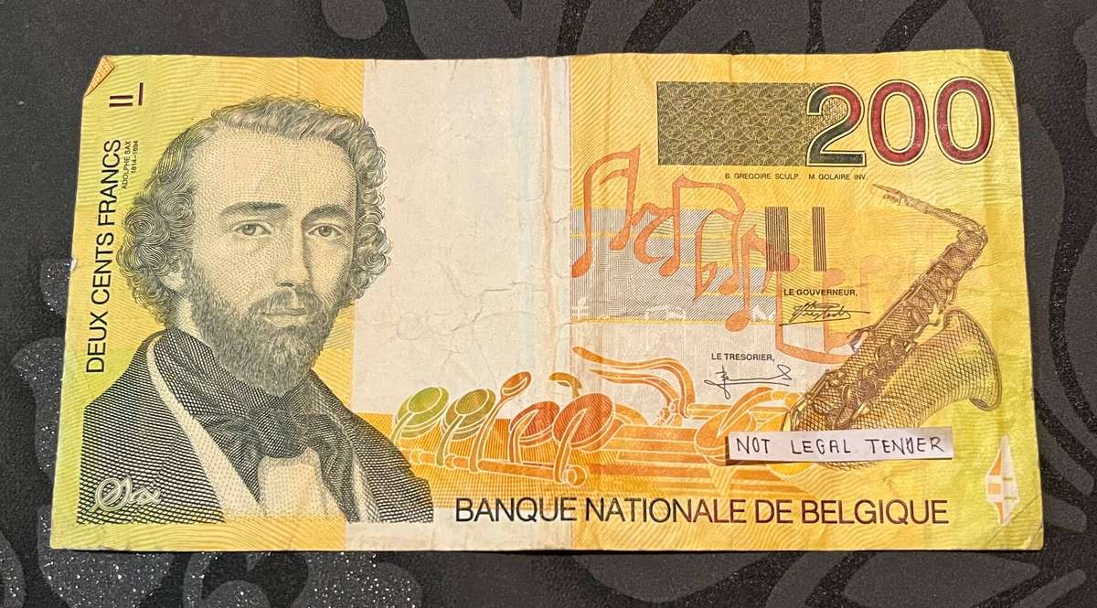  Belgium 200 Francs Banknote  Adolphe Sax Issue  Musical Heritage Series