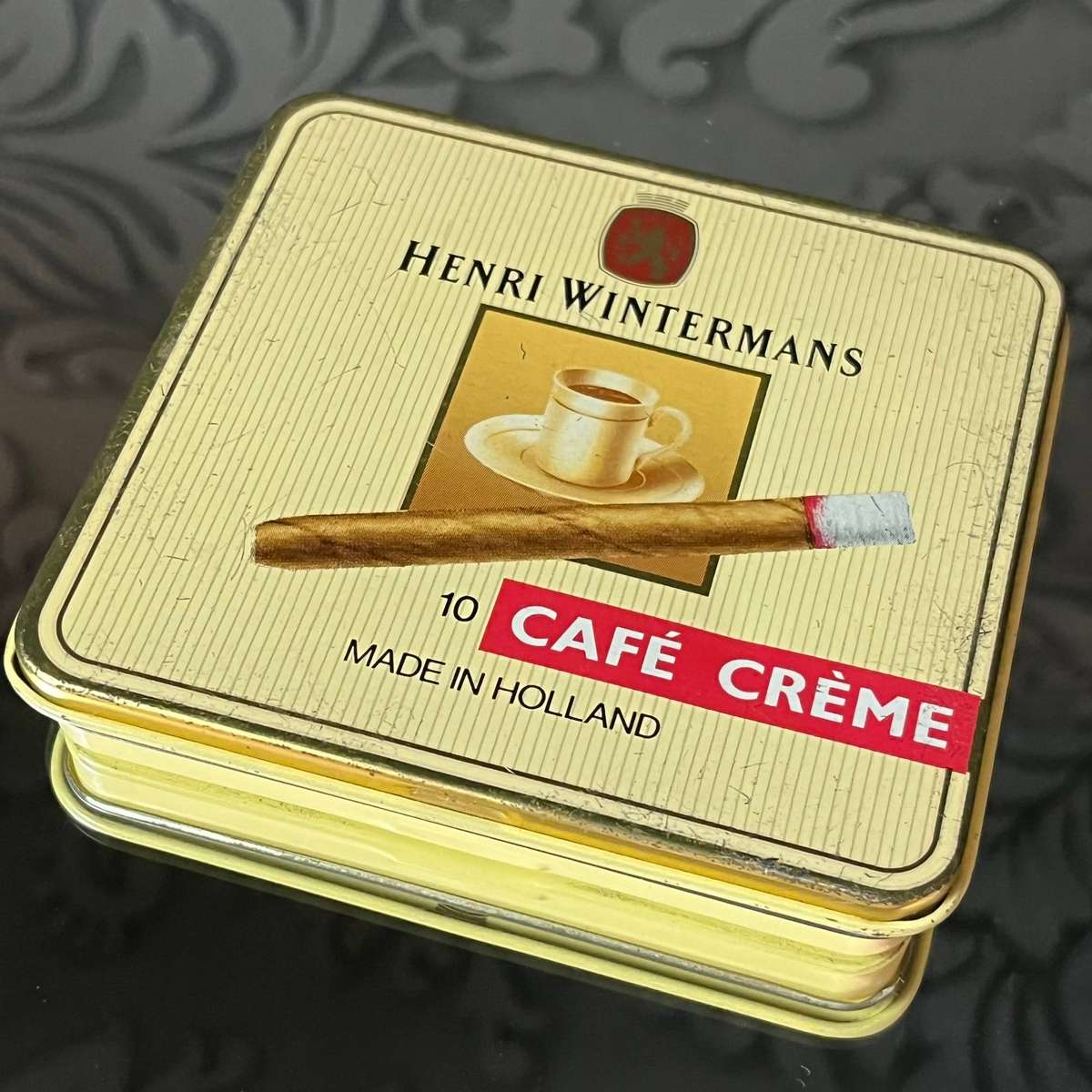 Vintage Henri Wintermans Café Crème Cigar Tin  Made in Holland (Gold)
