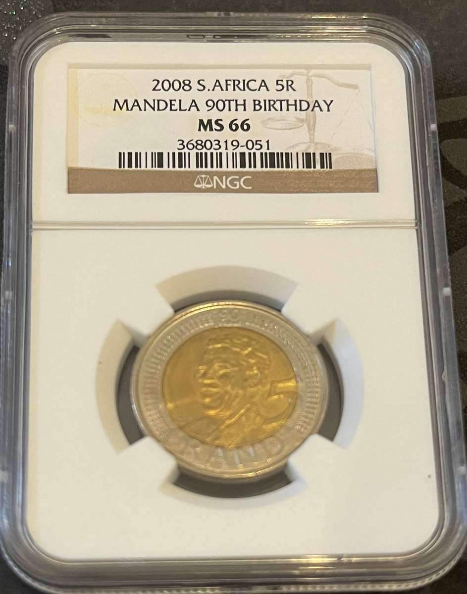 2008 South Africa 5 Rand  Nelson Mandela 90th Birthday (NGC MS66)