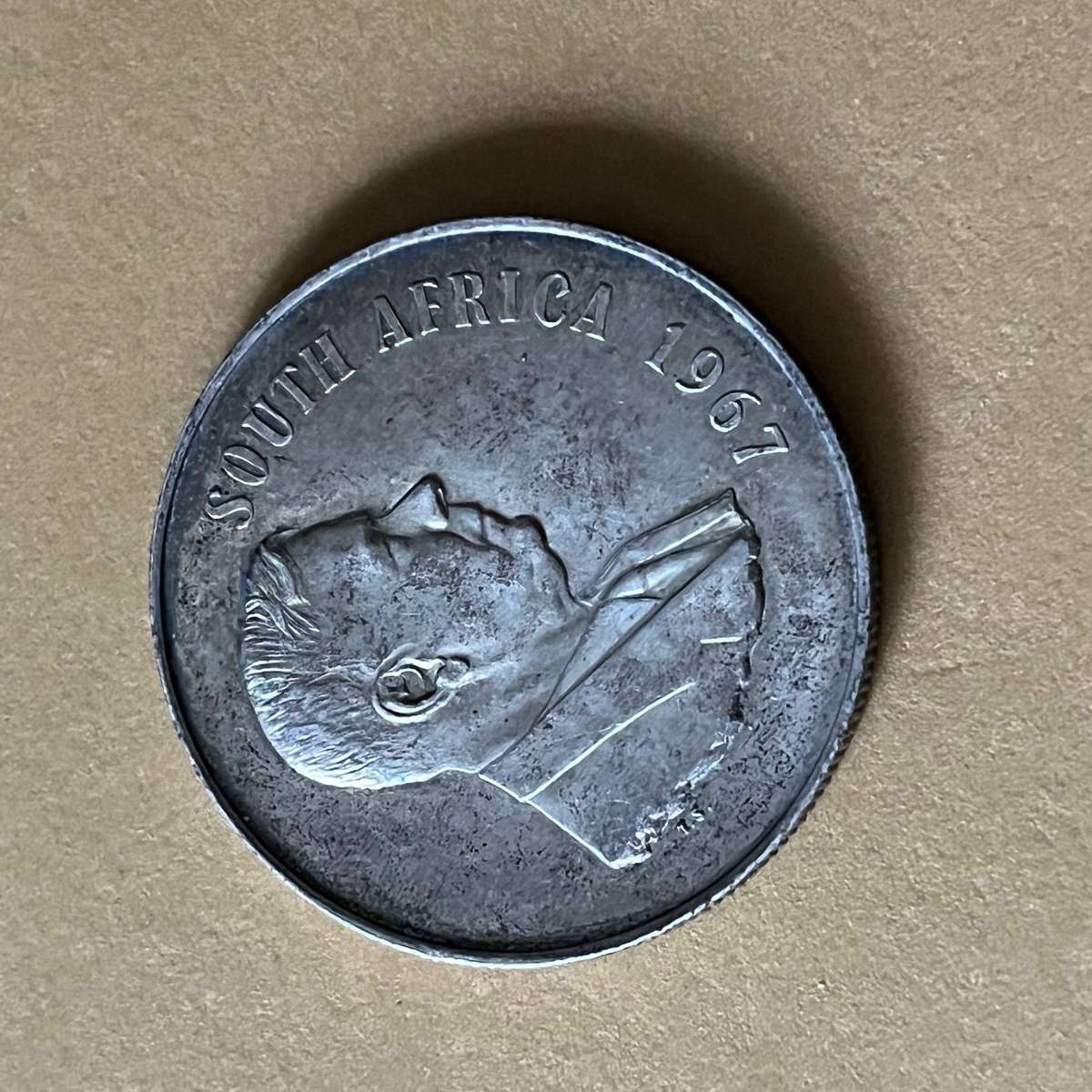 South Africa 1967 Silver 1 Rand  Soli Deo Gloria