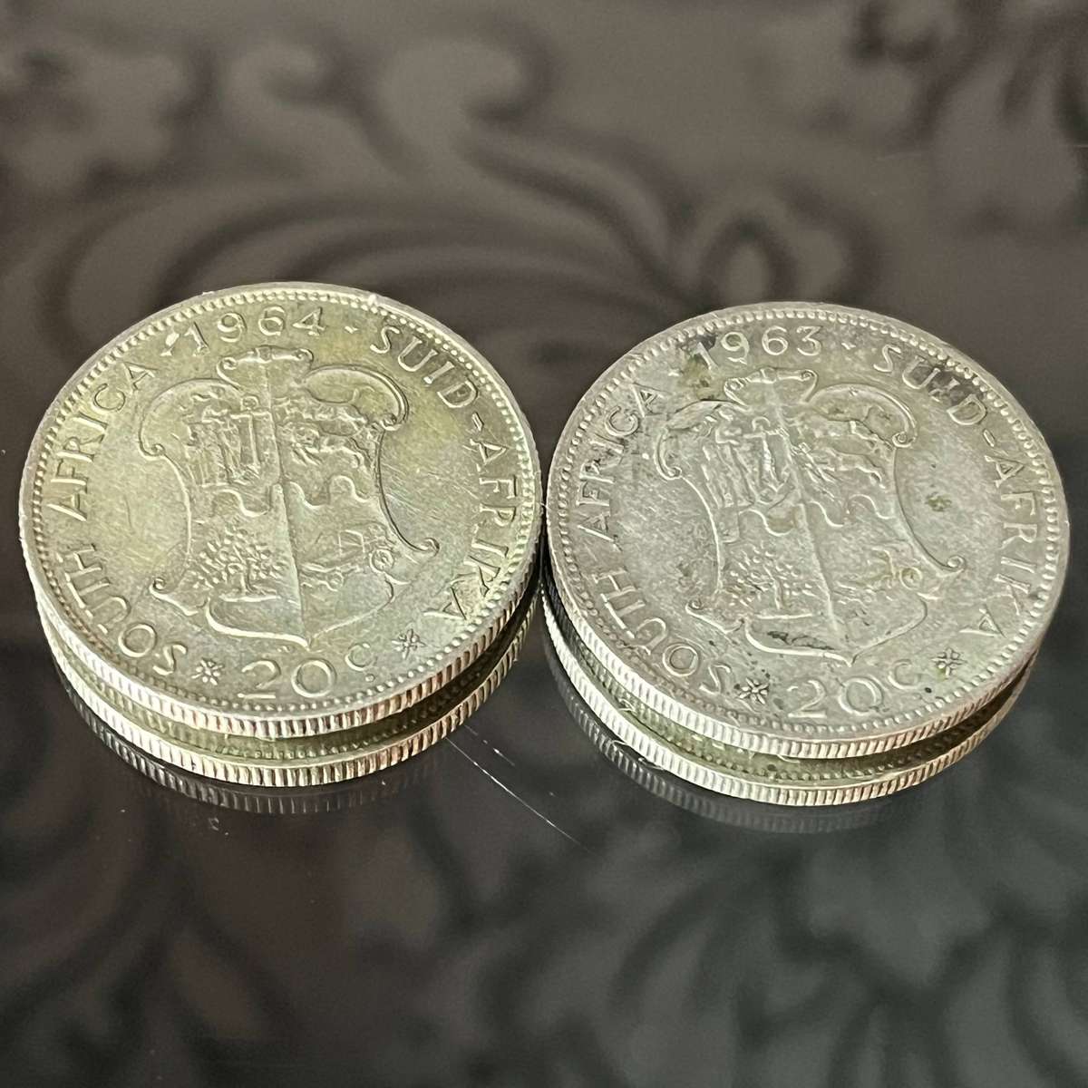 1963 & 1964 Silver  (two shilling) 20 Cent Coins  South Africa