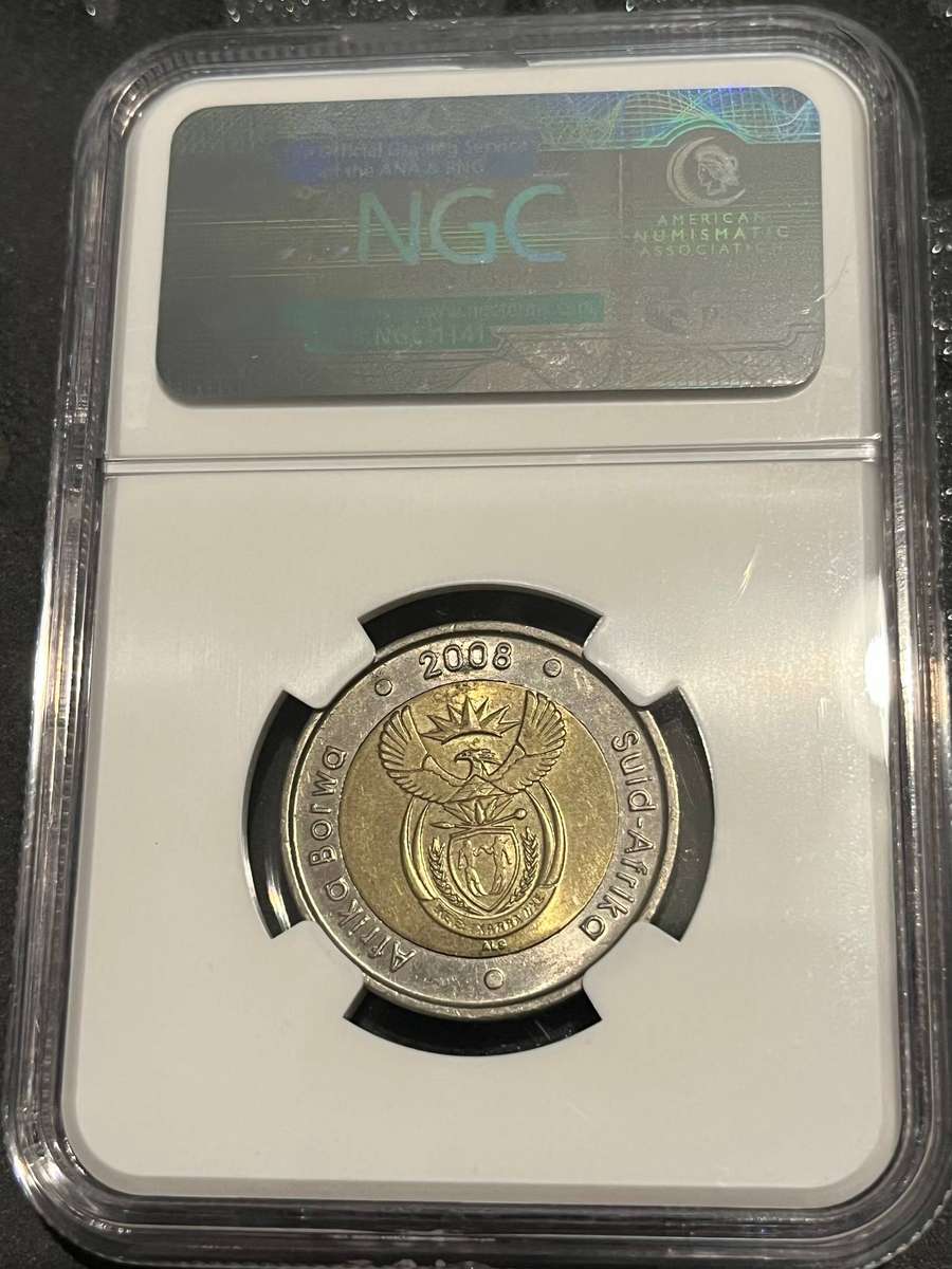 2008 South Africa 5 Rand  Mandela 90th Birthday  NGC MS62