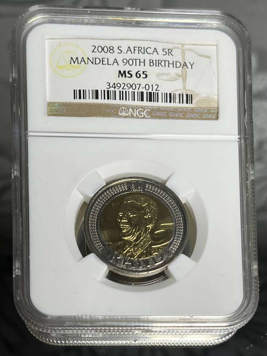 2008 South Africa R5  Mandela 90th Birthday  NGC MS65 