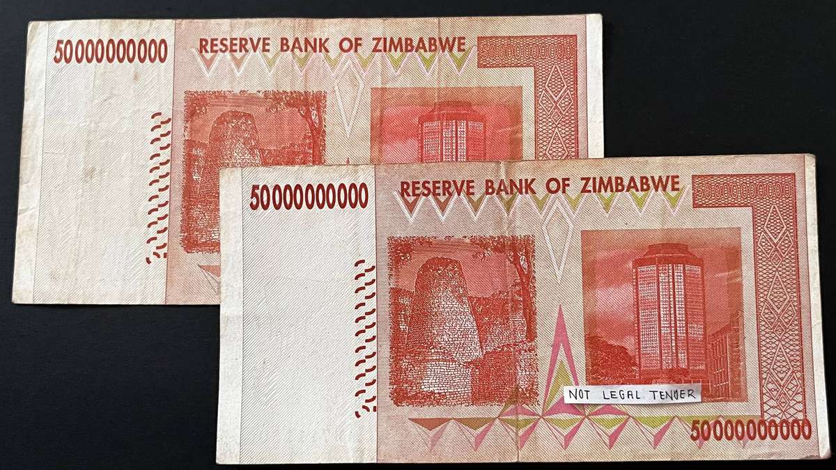 Zimbabwe 50 Billion Dollars Banknote Bundle | Reserve Bank of Zimbabwe | 2 Notes