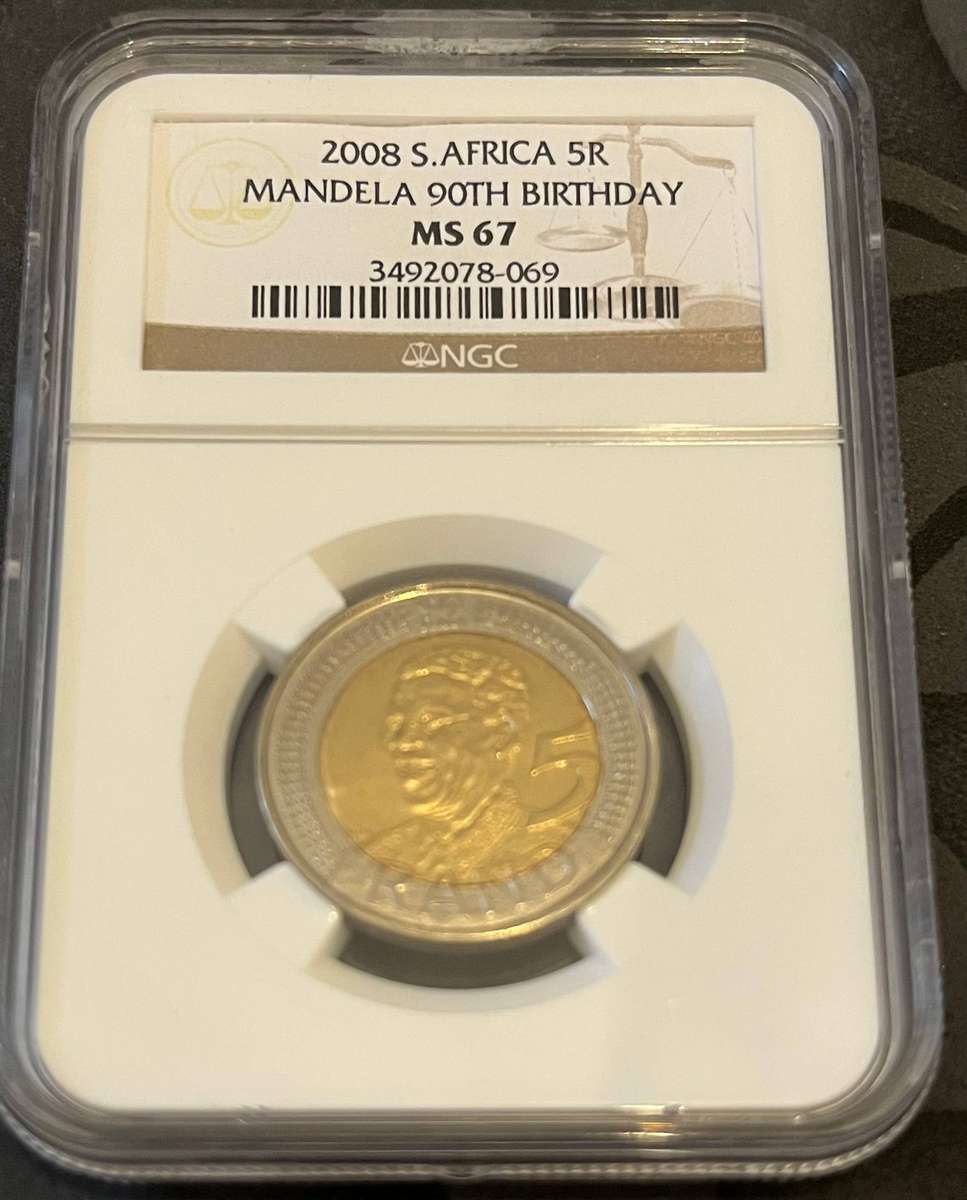 2008 South Africa 5 Rand  Nelson Mandela 90th Birthday  NGC MS67