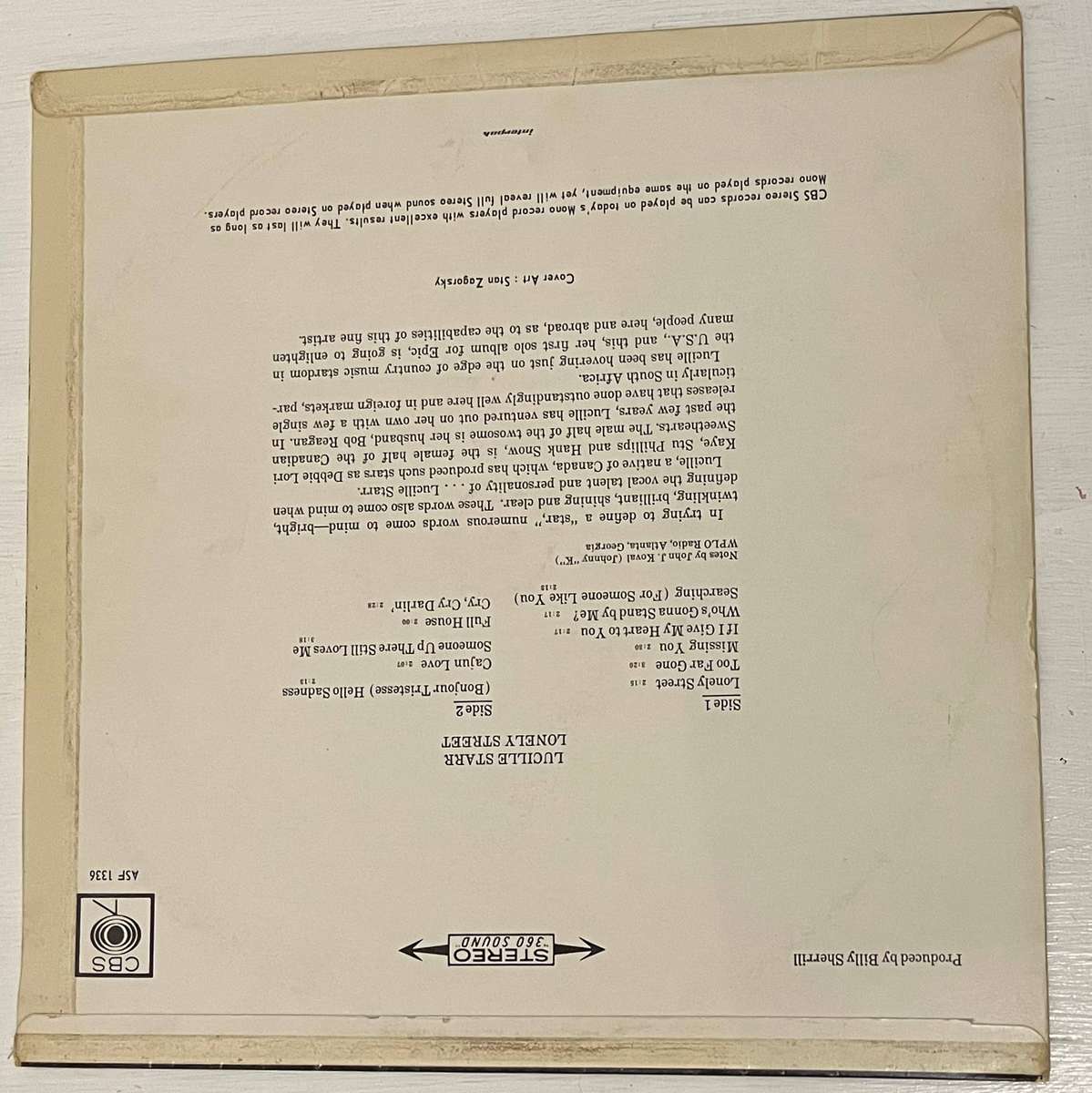 Lucille Starr  Lonely Street  1968 CBS Vinyl LP