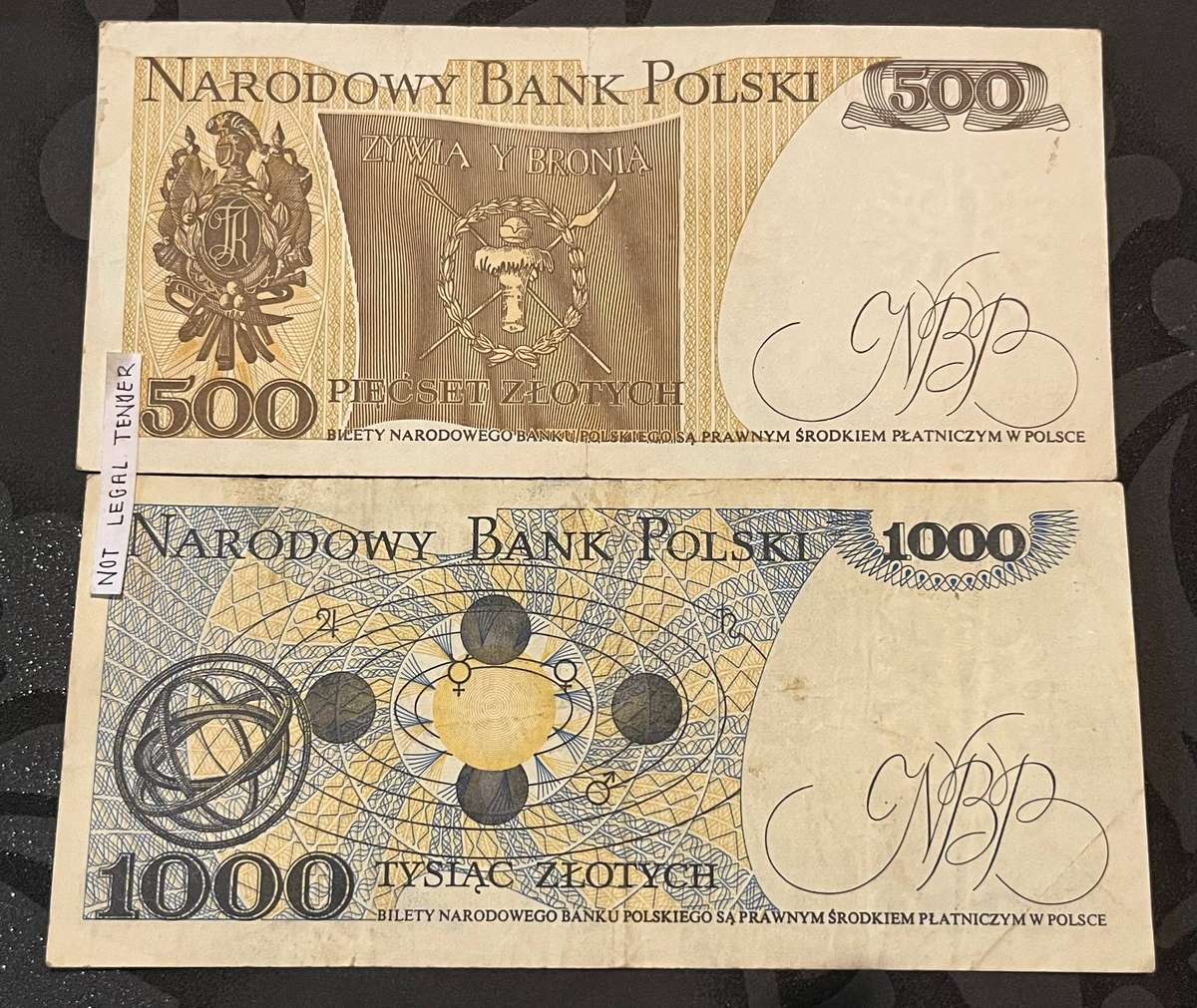  Poland Banknote Pair  500 & 1,000 Złotych  1982 Historic Set