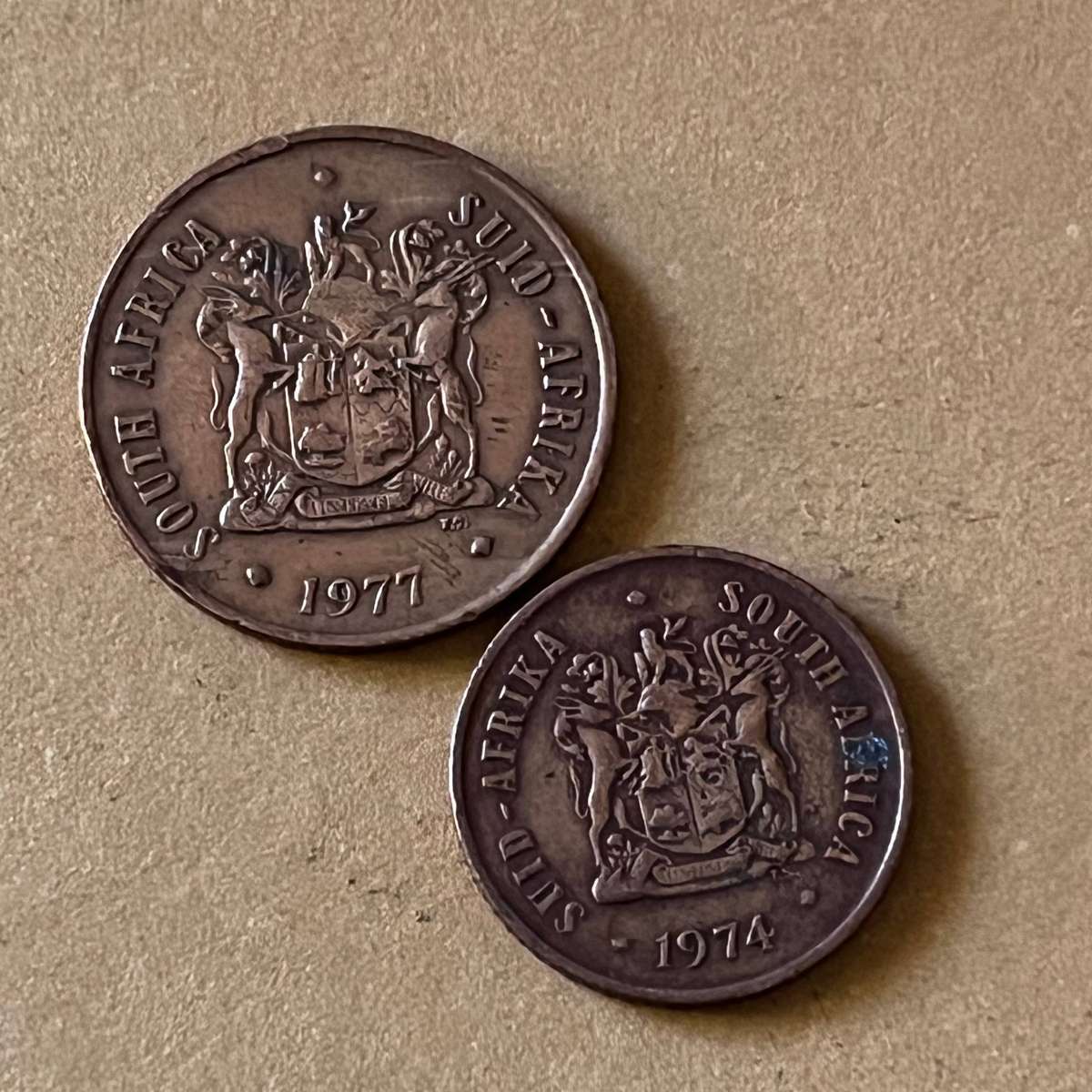  Lot of 2 Coins  1977 2c & 1974 1c  Attractive Natural Toning