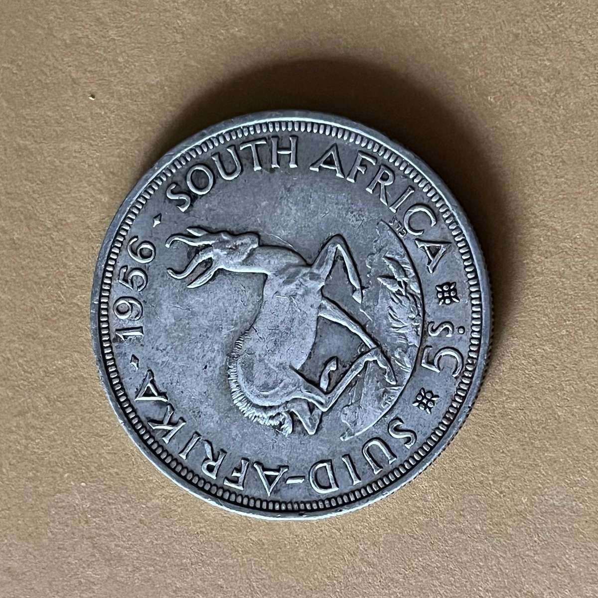 South Africa 1956 5 Shillings  Queen Elizabeth II  50% Silver