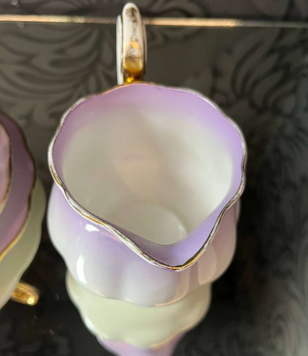Royal Albert Rainbow Lilac Trio + Creamer  English Bone China Collectors Set