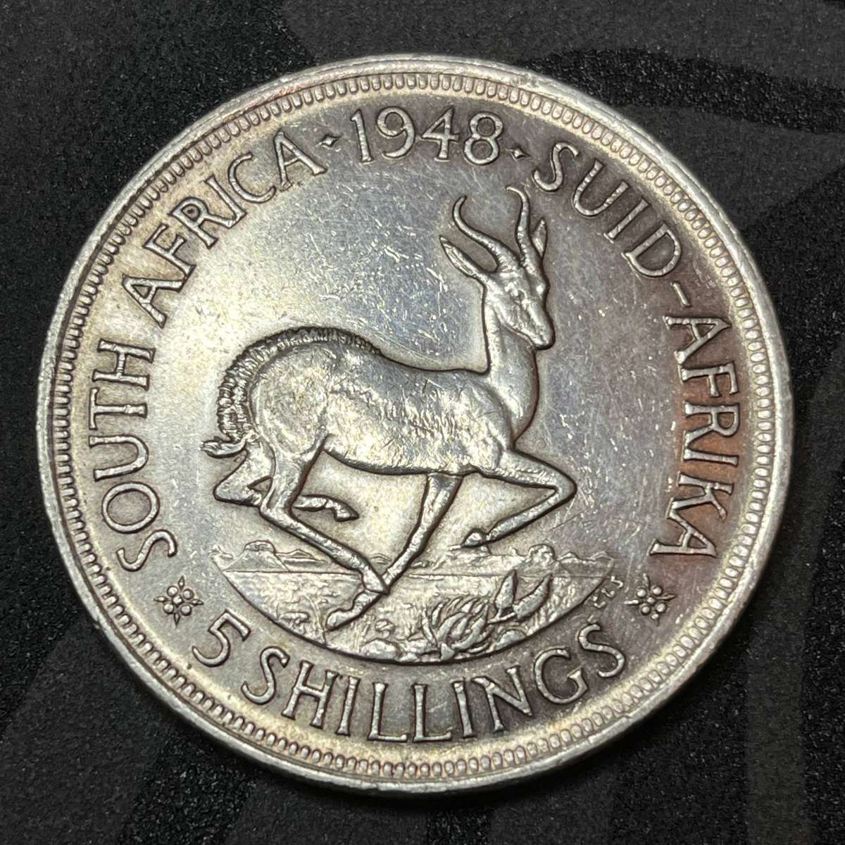 1948 South Africa 5 Shillings Silver Coin  King George VI