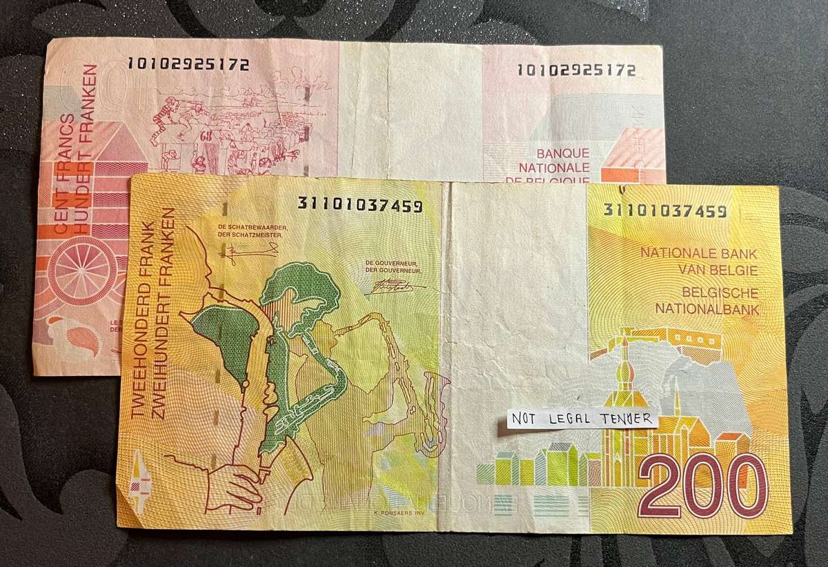  Belgium  100 & 200 Franc Set (James Ensor & Adolphe Sax Notes)