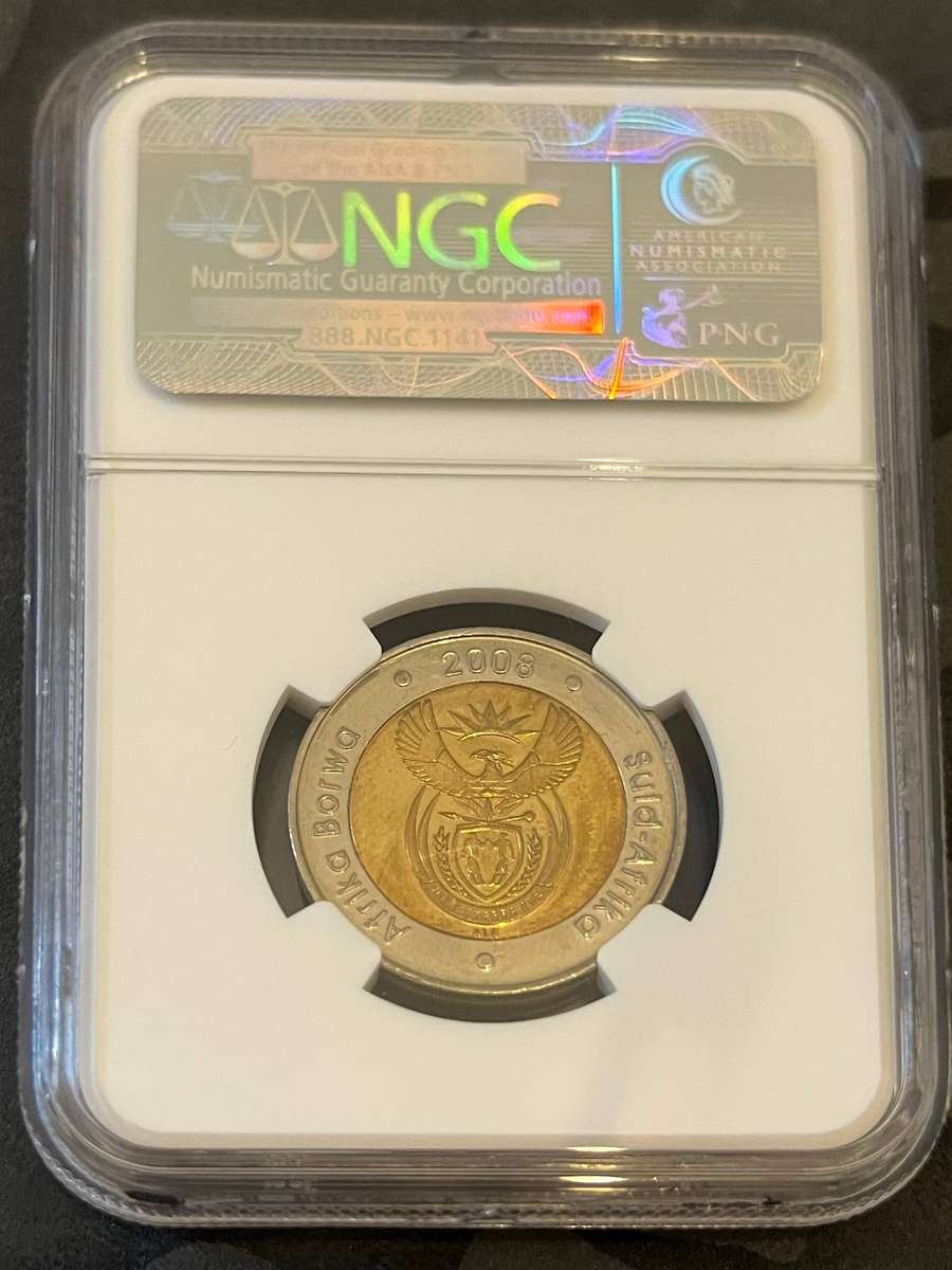 2008 South Africa 5 Rand  Nelson Mandela 90th Birthday (NGC MS66)