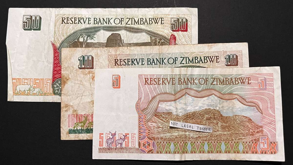 Zimbabwe Dollar Banknote Bundle | Reserve Bank of Zimbabwe | 3 Notes