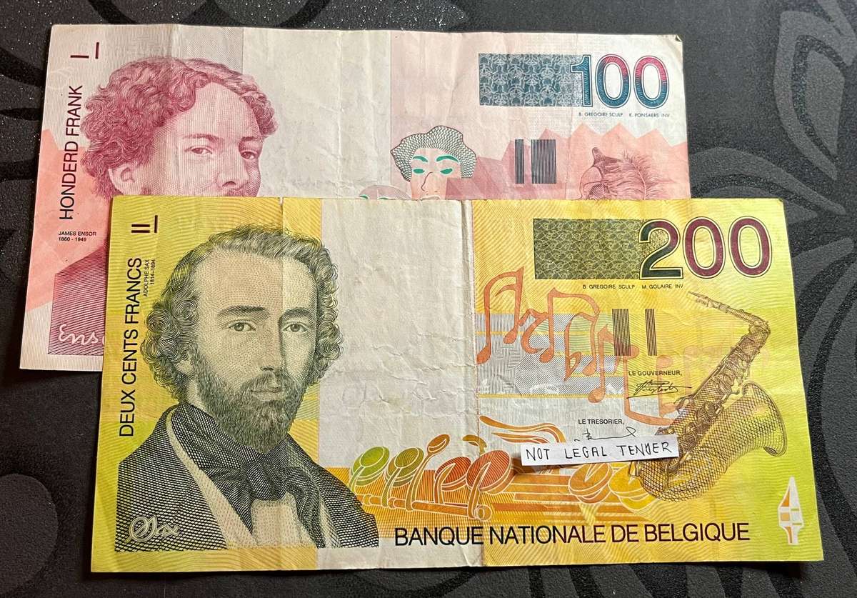  Belgium  100 & 200 Franc Set (James Ensor & Adolphe Sax Notes)