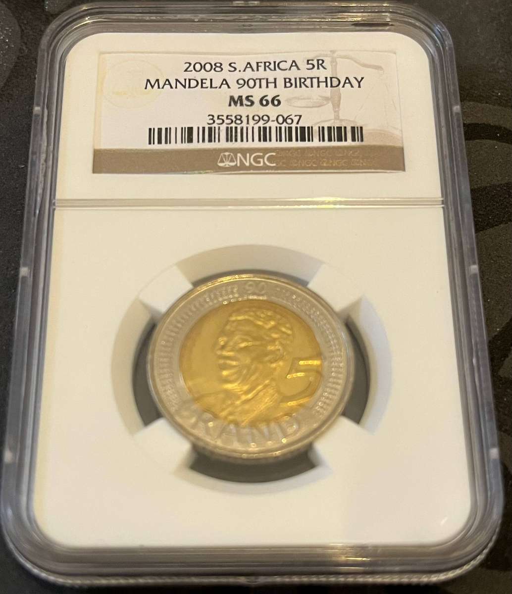 2008 South Africa 5 Rand  Nelson Mandela 90th Birthday (NGC MS66)