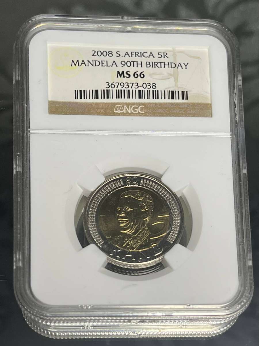  2008 South Africa R5  Mandela 90th Birthday  NGC MS66 