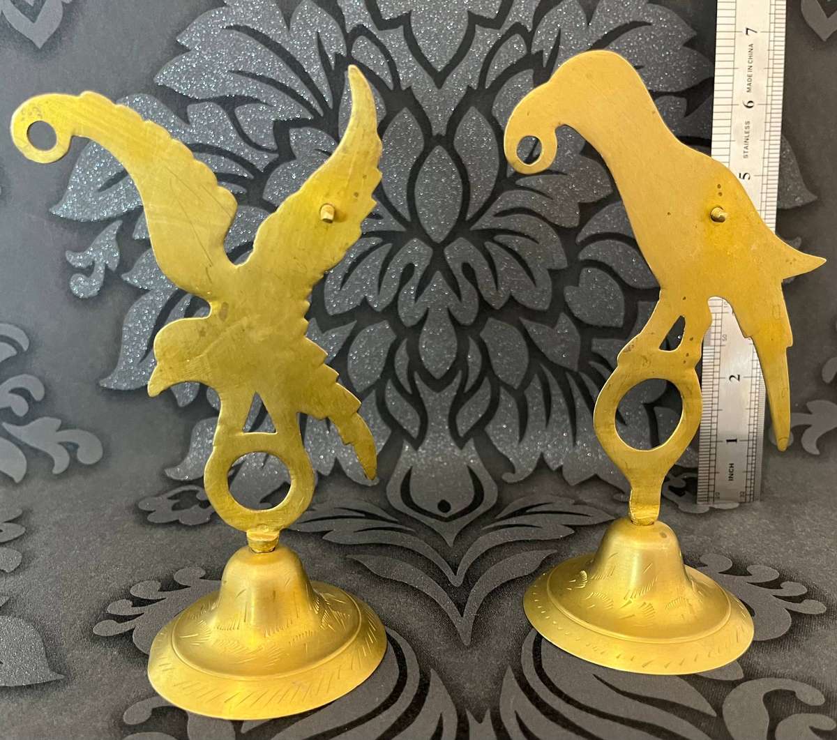 Pair of Vintage Copper Bird Figures  Hand-Etched Decorative Collectibles