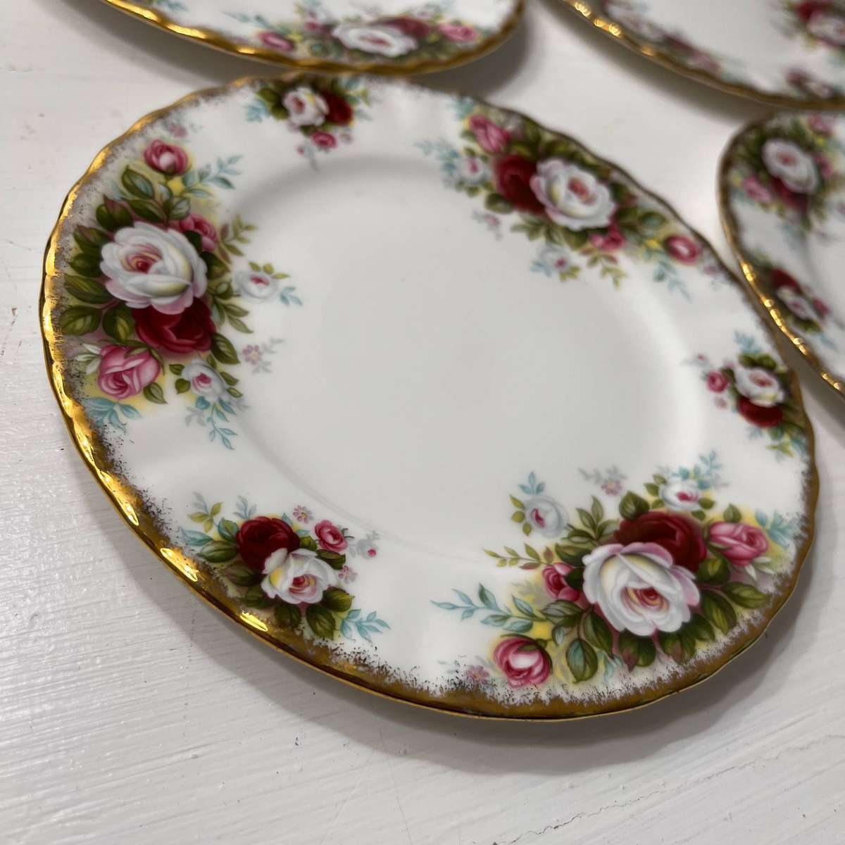 Royal Albert Bone China Rose Spray Tea Plates | Set of 4 (England)