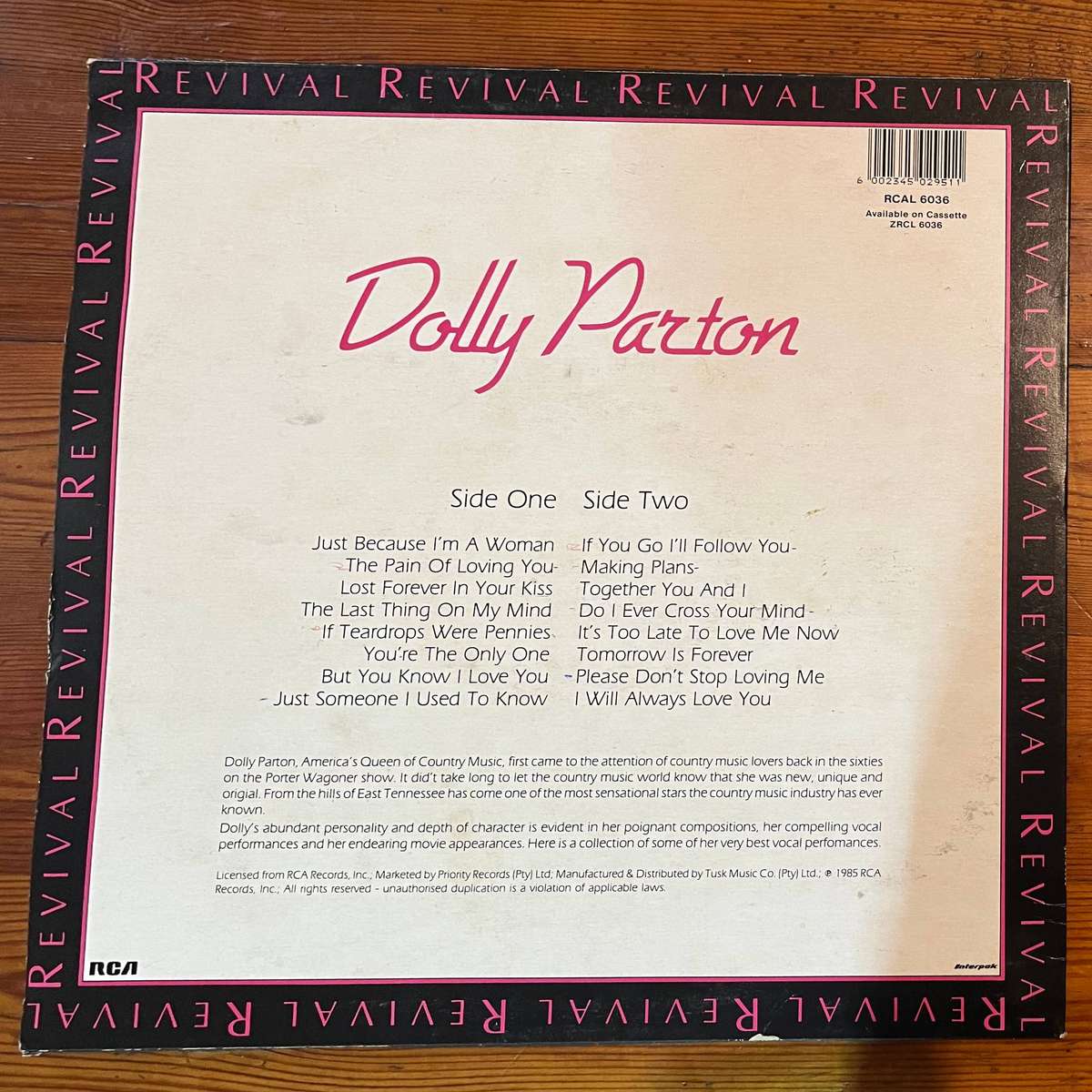 Dolly Parton  Revival (1985 RCA LP, RCAL 6036)