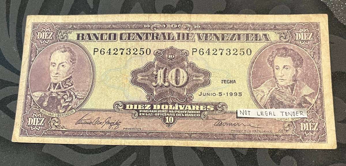  Venezuela 10 Bolívares Banknote  June 5, 1995 Issue