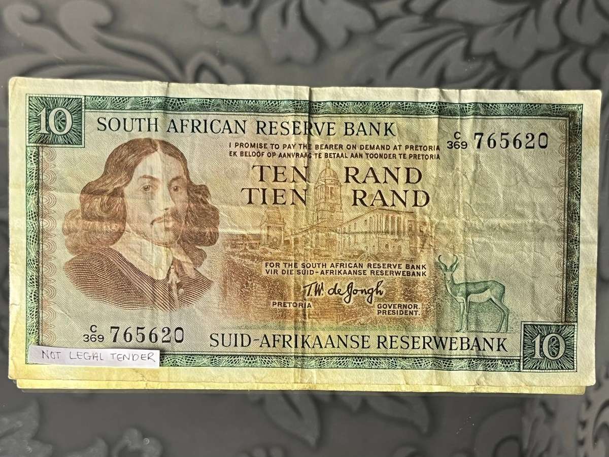 South Africa  10 Rand Banknote  Van Riebeeck Series  Governor T.W. de Jongh