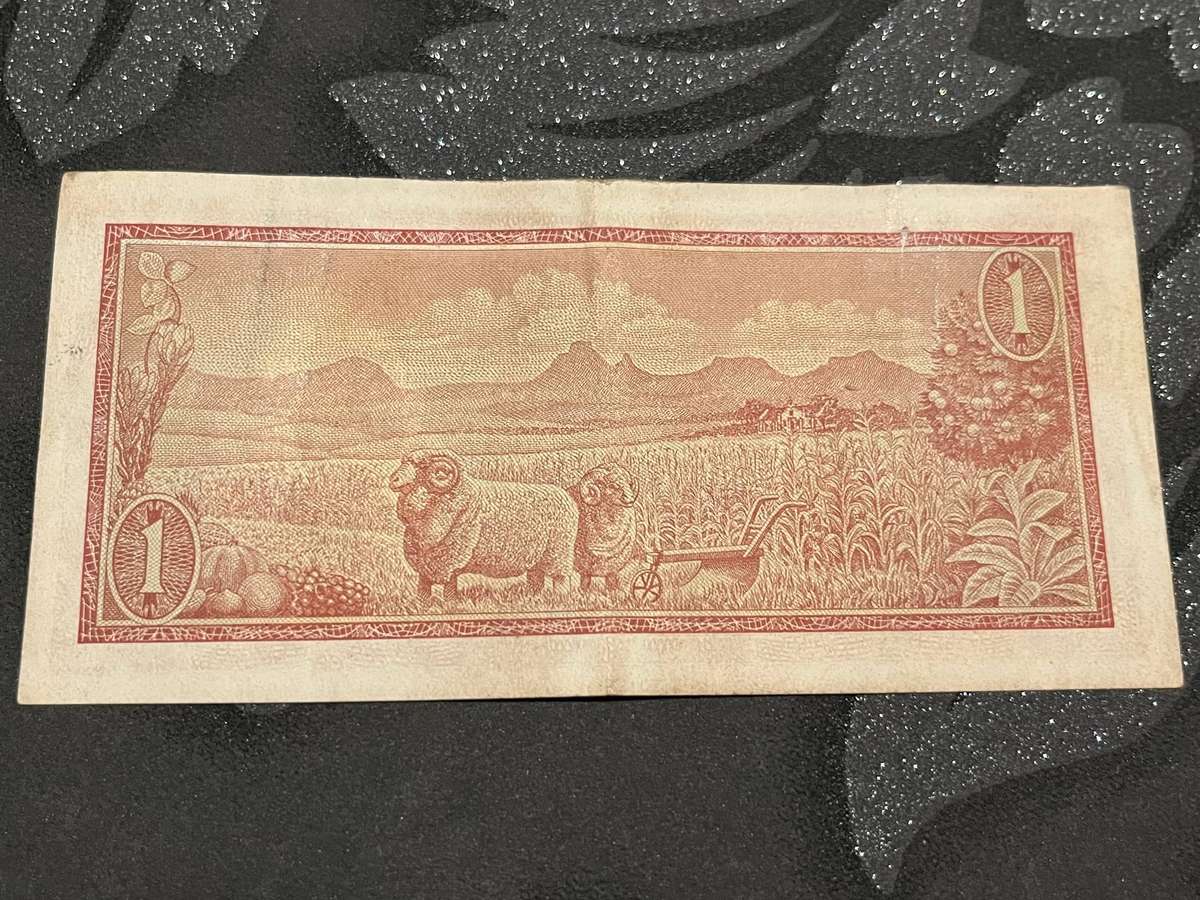  South Africa  R1 Banknote (T.W. de Jongh Signature, 1960s Issue)