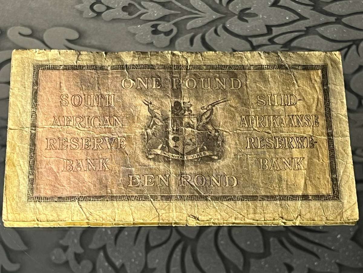 South African 1943 One Pound Banknote  SARB Governor J. Postmus