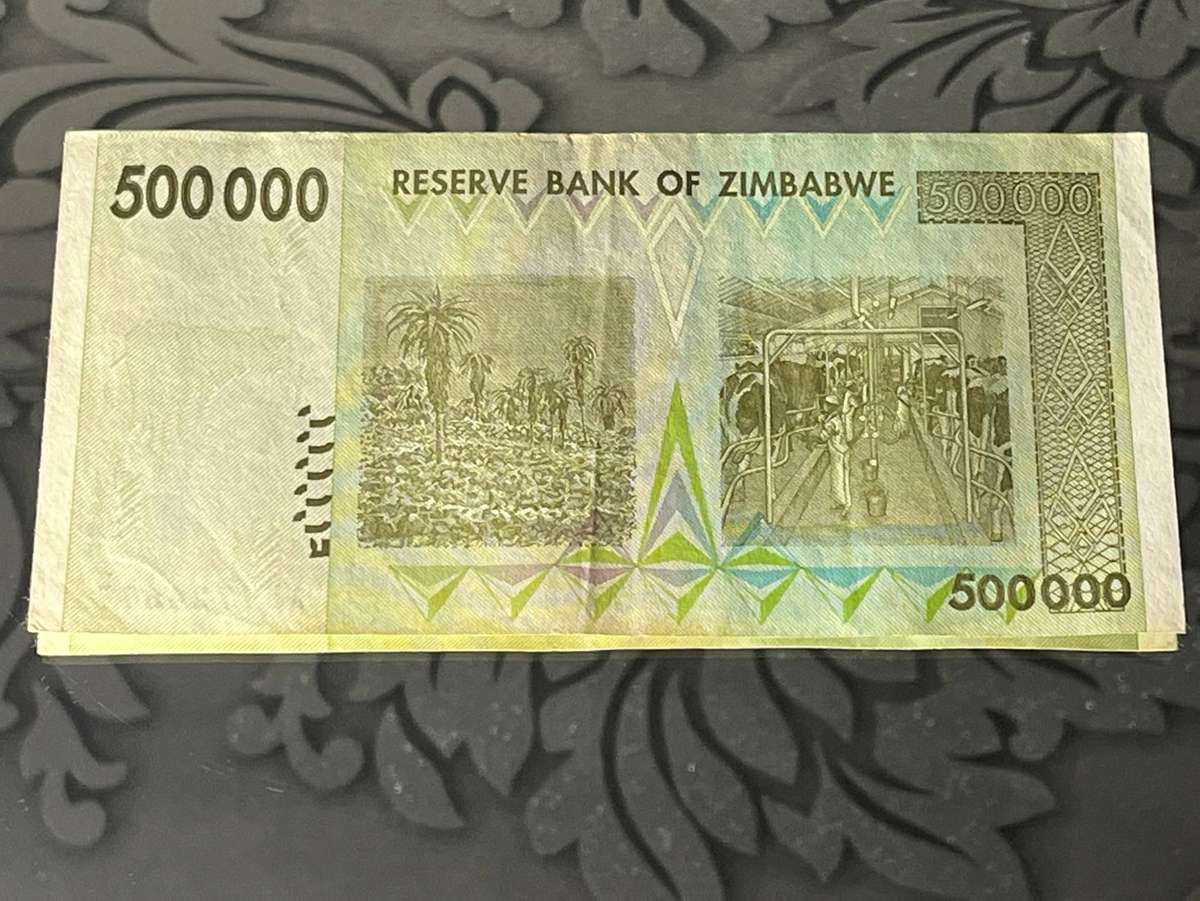 Zimbabwe $500,000 Banknote  2008 Hyperinflation Issue  Gono Signature