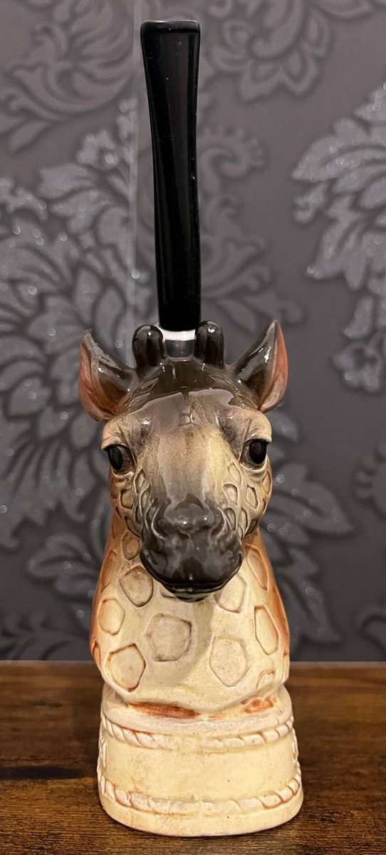 Vintage South Africa Giraffe Ceramic Pipe Holder + Briar Pipe