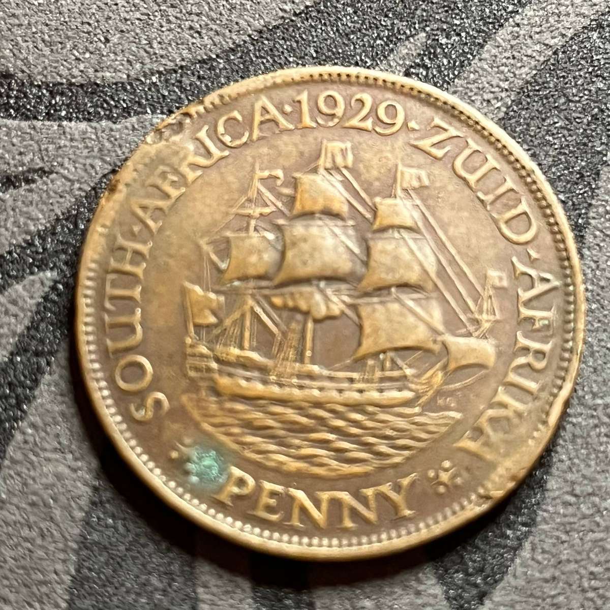 1929 South Africa Penny  King George V / Union Ship