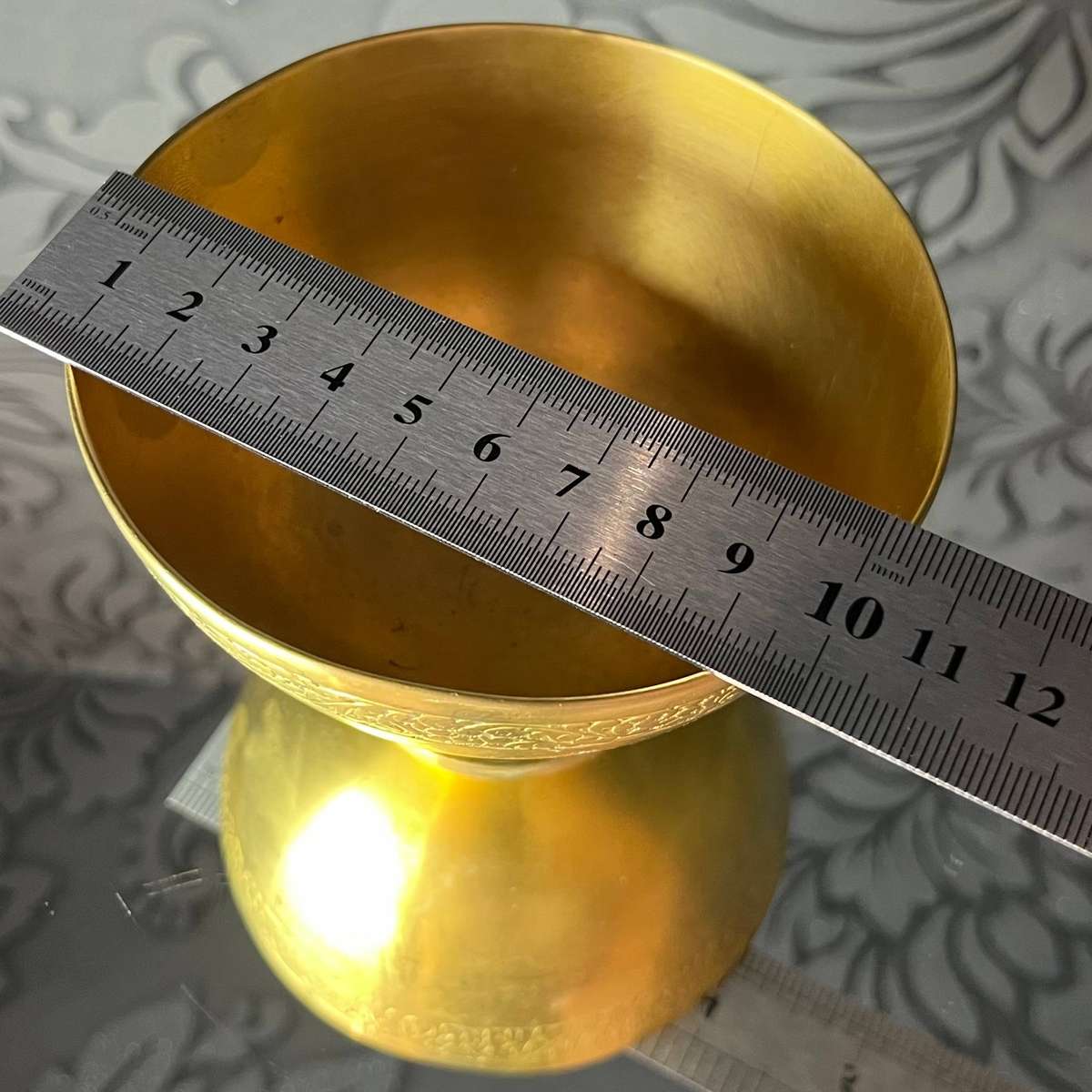  Vintage Copper Pedestal Bowl  Hand-Etched Floral Design