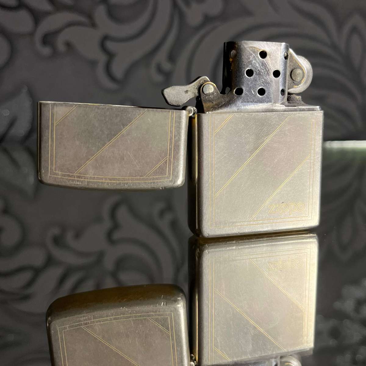  Authentic Zippo Lighter  1996  Geometric Design  Made in USA