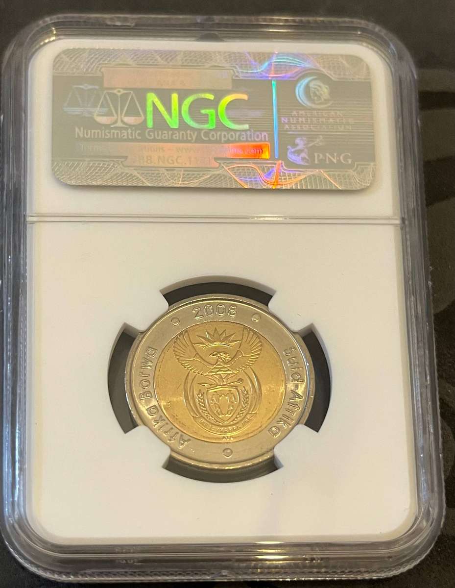 2008 South Africa 5 Rand  Nelson Mandela 90th Birthday (NGC MS66)