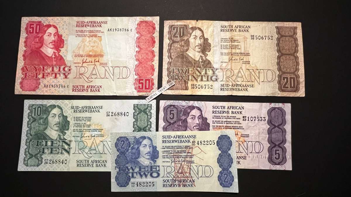 South African Reserve Bank Banknote Bundle | Old Rand Series | 5 Notes