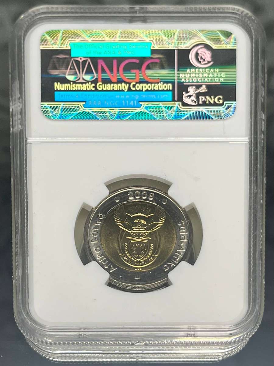  2008 South Africa R5  Mandela 90th Birthday  NGC MS66 