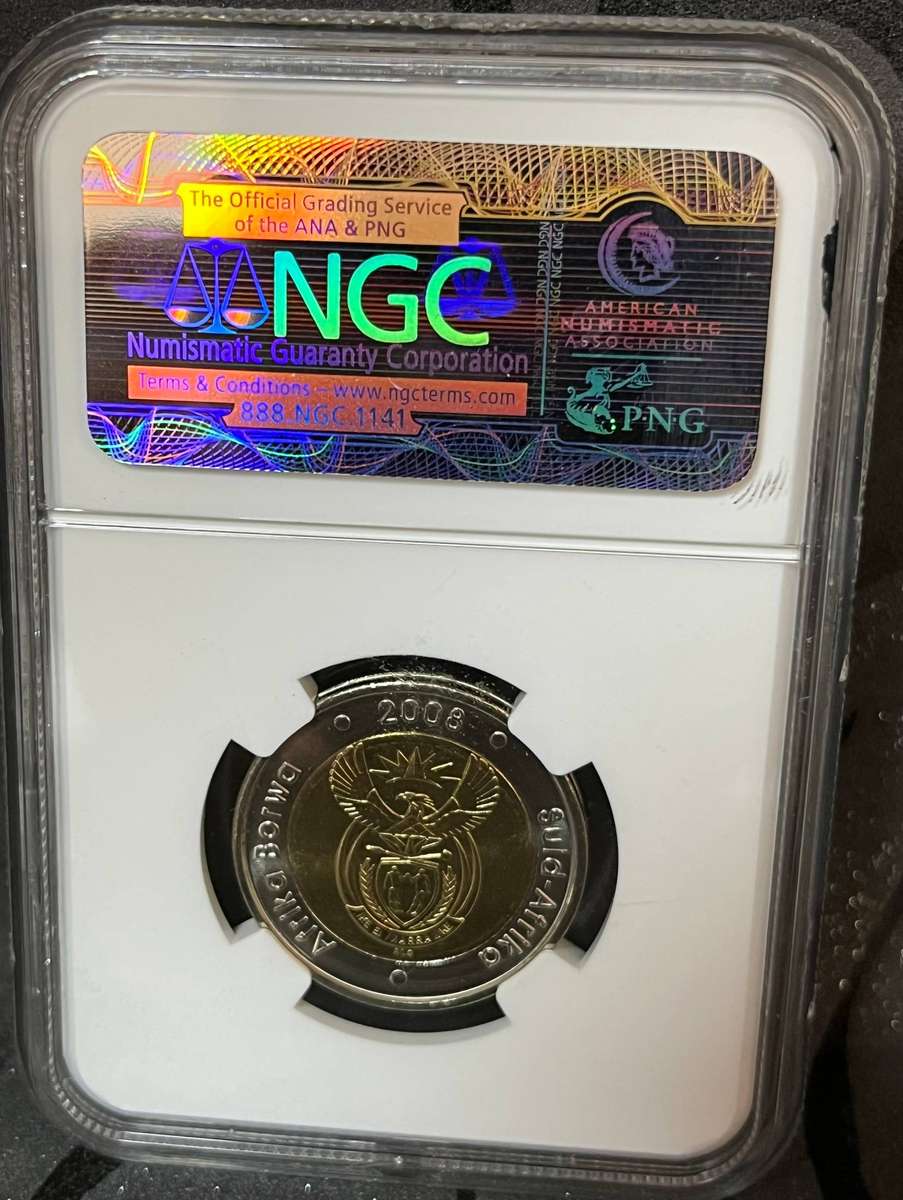 South Africa 2008 Mandela 90th Birthday 5 Rand  NGC MS66  Graded Coin