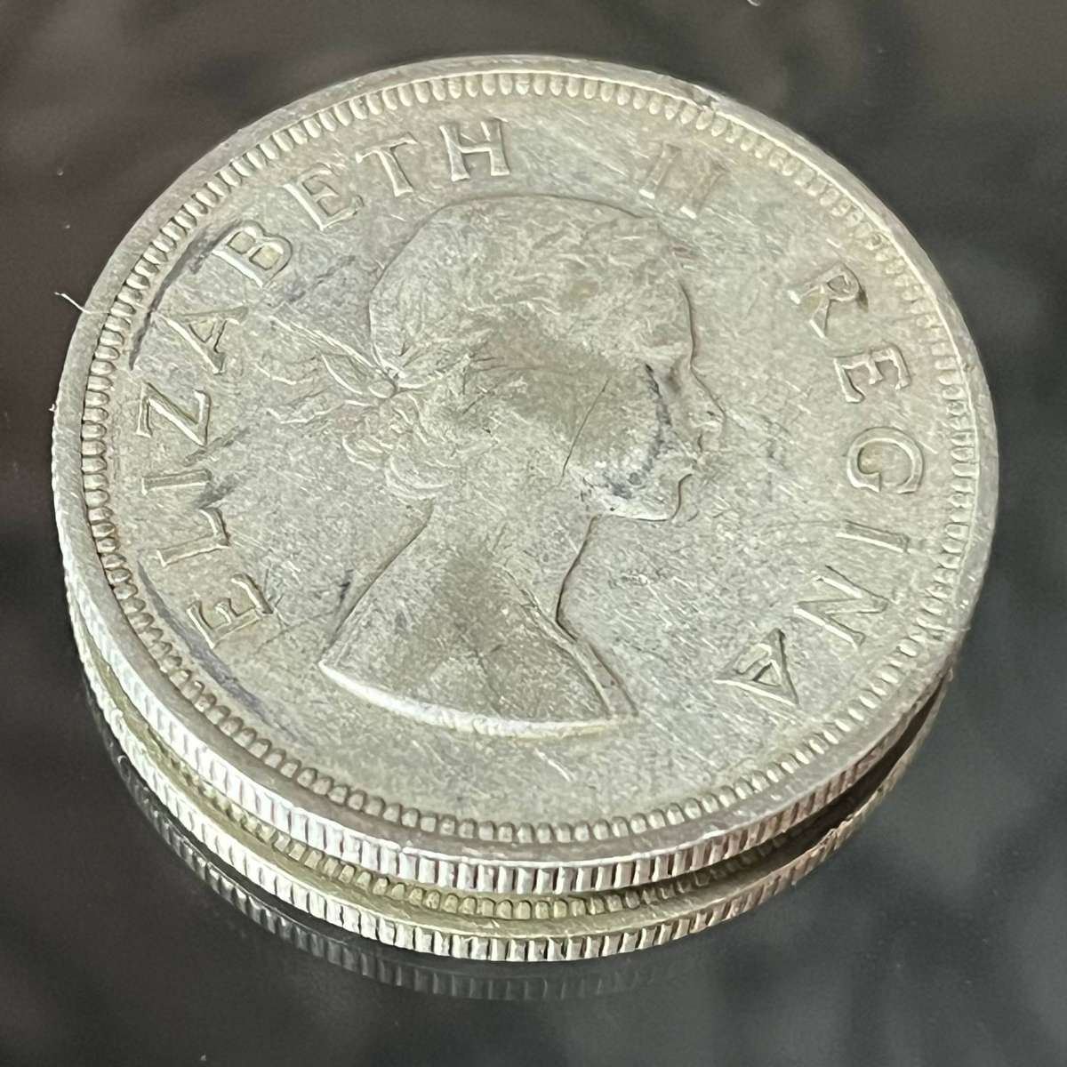 1954 SA Silver 2½ Shillings  Queen Elizabeth II & Coat of Arms