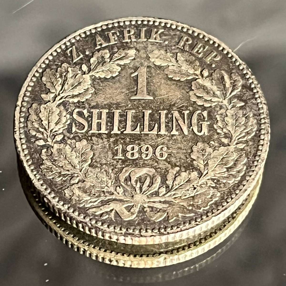 1896 ZAR 1 Shilling  Paul Kruger  Silver Coin