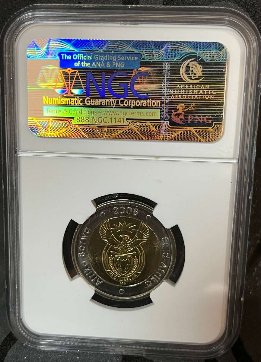 South Africa 2008 Mandela 90th Birthday 5 Rand  NGC MS66  Graded Coin