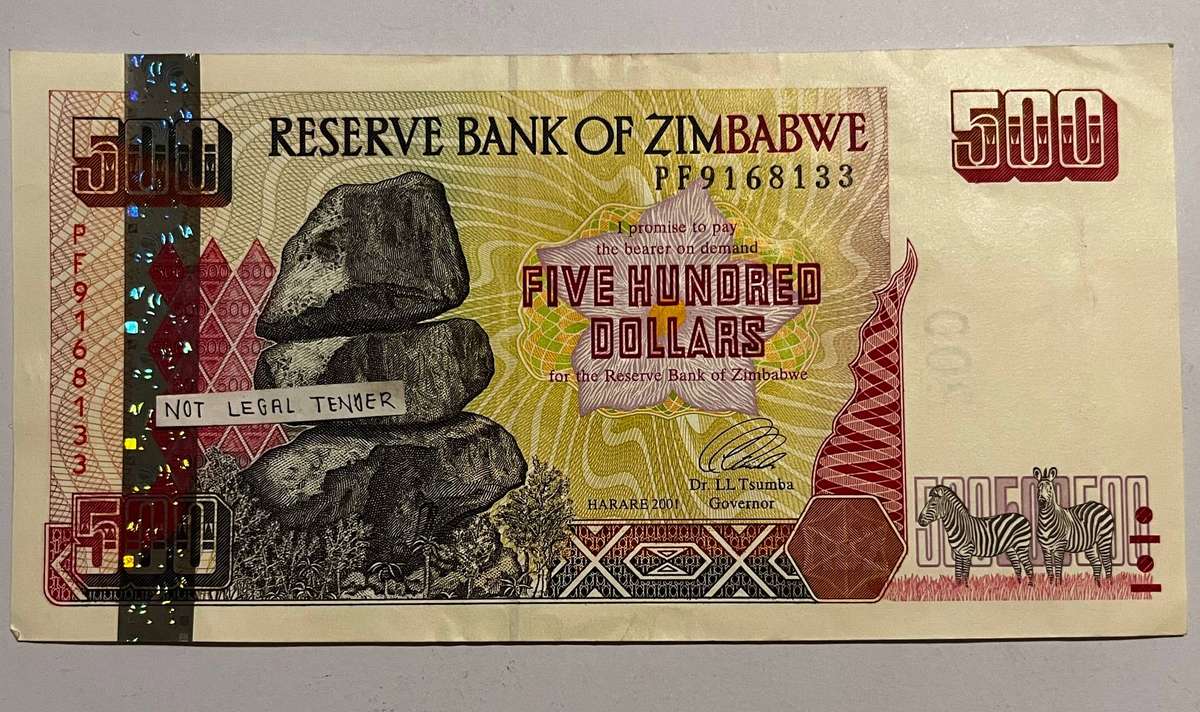 Zimbabwe  500 Dollars 2001 Bearer Cheque | Early Inflation Era | Pristine Example